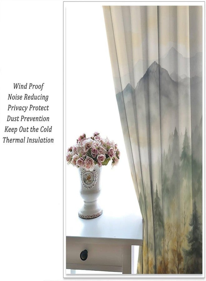 LOMADIA Forest Blackout Curtain for Office, Watercolor Mountain Forest Nature Tree Woodland Home Window Treatments 2 Panels Drapes for Kids Room Living Room Bedroom Decor 42" W X 45" L - Image 5